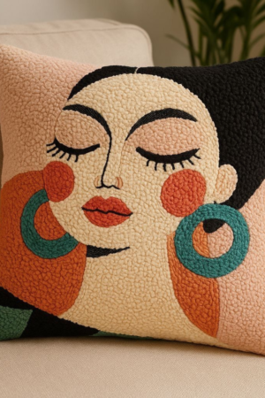 Abstract Face Handmade Cushion Cover