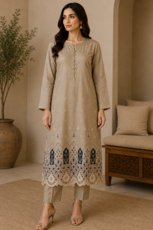 Elegant Embroidered 2-Piece Suit