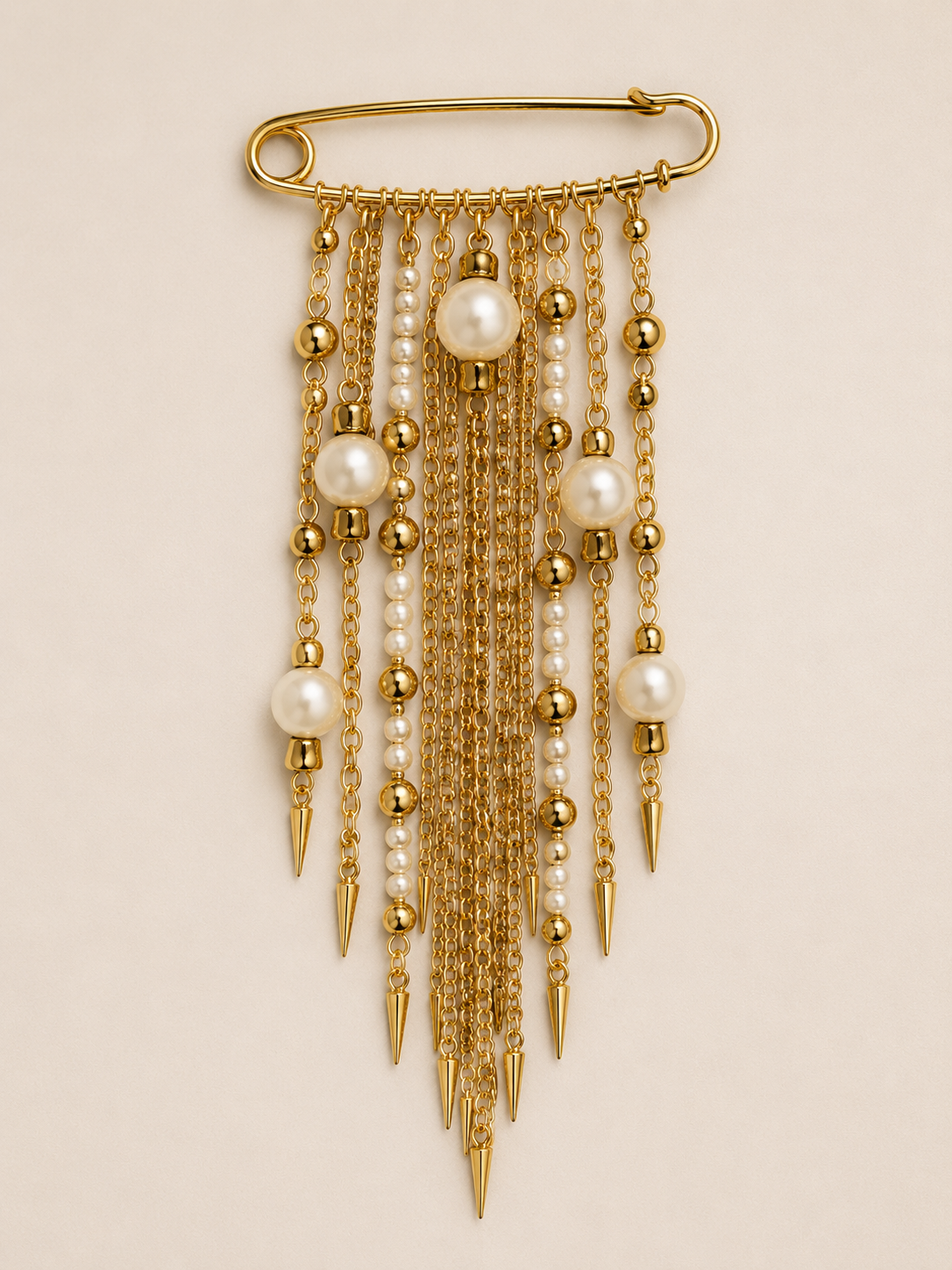 Elegant Gold Pearl Chain Brooch – Jeans & Bag Charm - Image 2